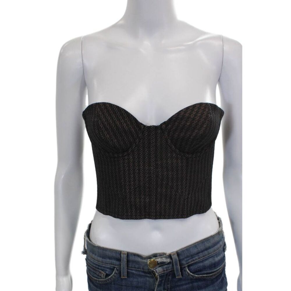 Black Iris Womens Cotton Corset Bustier Sweetheart Herringbone Sleeveless Size 2